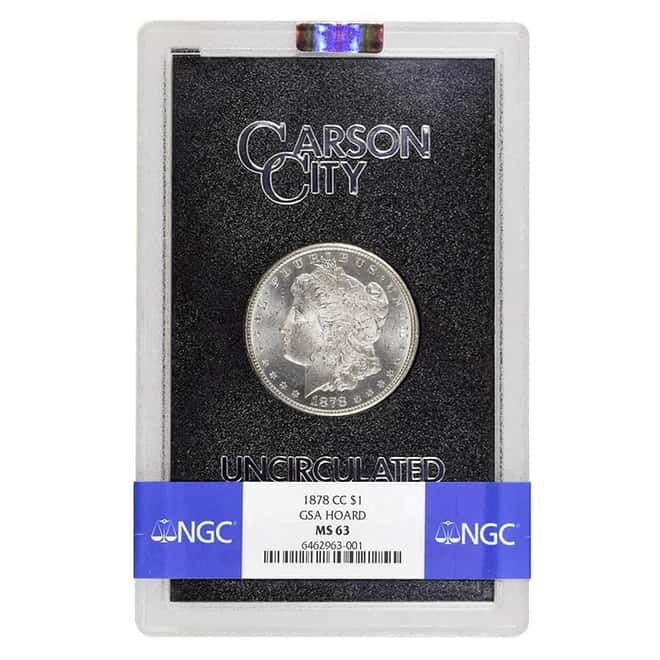 1878-CC Morgan Silver Dollar $1 NGC MS 63 GSA (w/Box & COA)