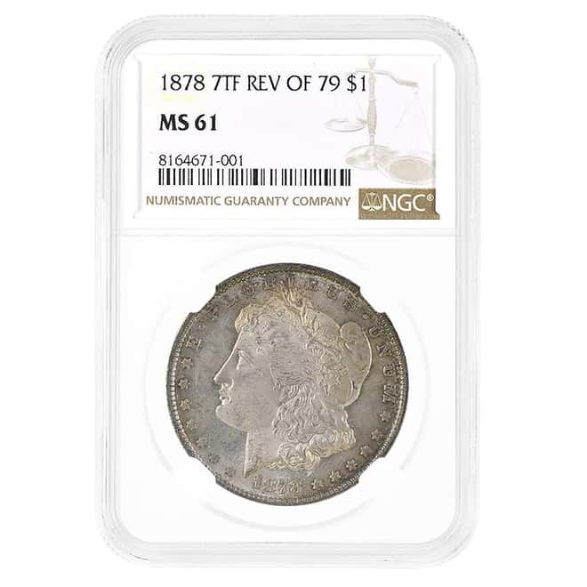 1878 Morgan Silver Dollar 7 Tailfeathers Reverse of 79 NGC MS 61