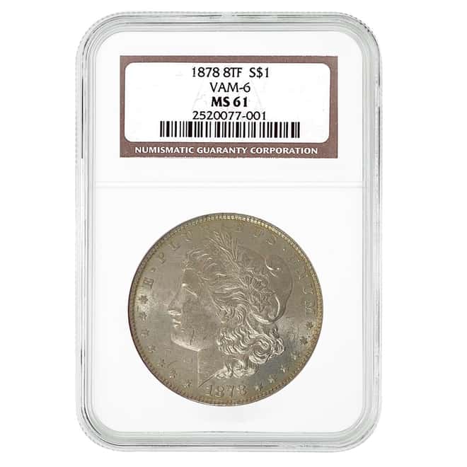 1878 Morgan Silver Dollar 8 Tailfeathers VAM-6 NGC MS 61