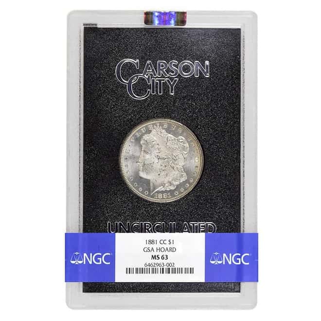1881-CC Morgan Silver Dollar $1 NGC MS 63 GSA (w/Box & COA)