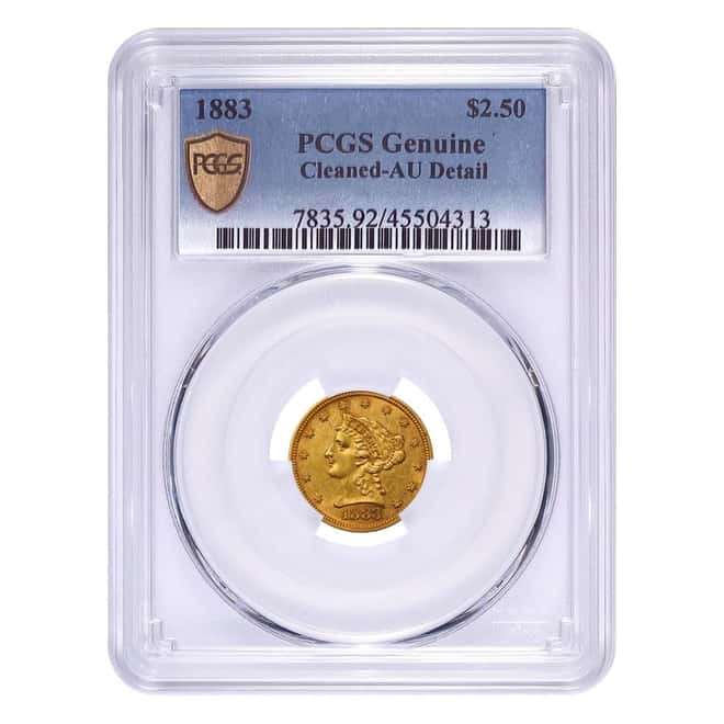 1883 $2.5 Liberty Head Quarter Eagle Gold Coin PCGS AU Detail
