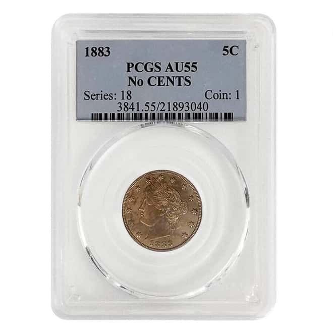 1883 Liberty V Nickel 5C No "CENTS" PCGS AU 55