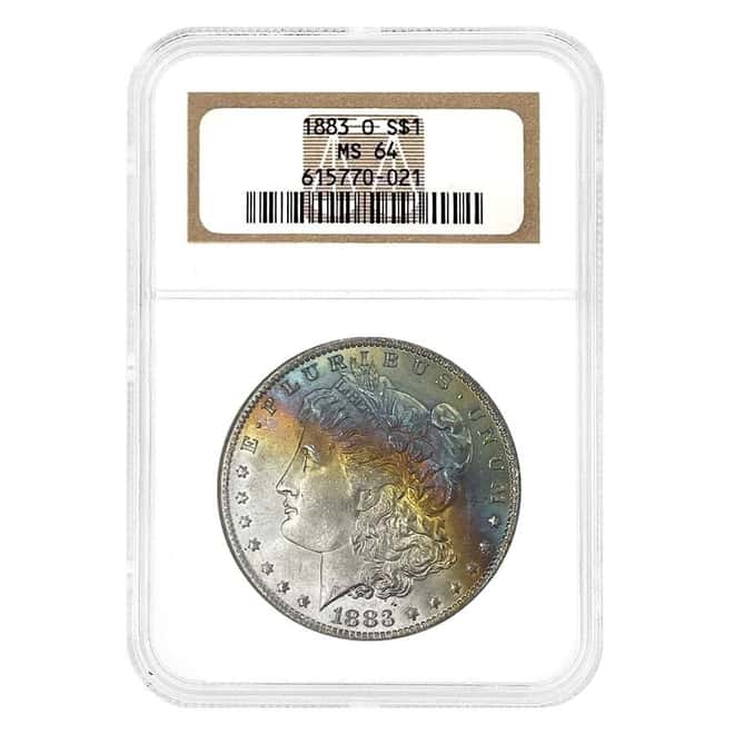 1883-O Morgan Silver Dollar $1 NGC MS 64 (Rainbow Toning)