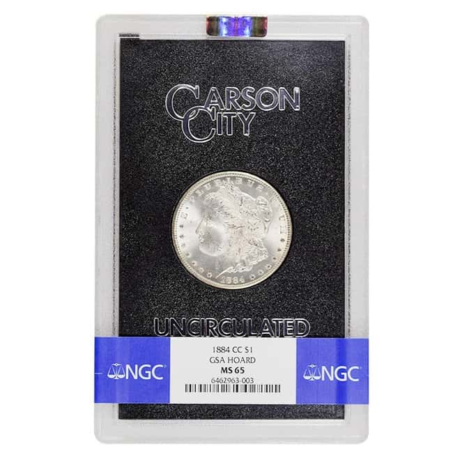 1884-CC Morgan Silver Dollar $1 NGC MS 65 GSA (w/Box & COA)