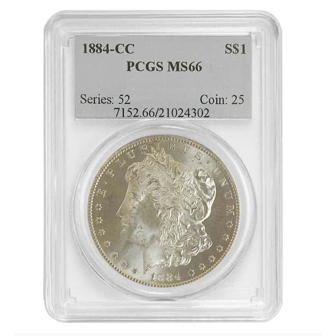 1884-CC Morgan Silver Dollar $1 PCGS MS 66