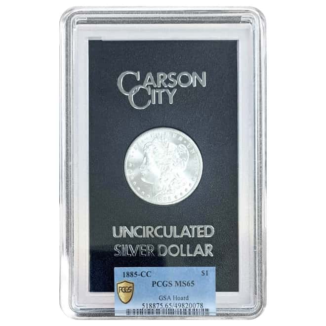 1885-CC Morgan Silver Dollar $1 PCGS MS 65 GSA