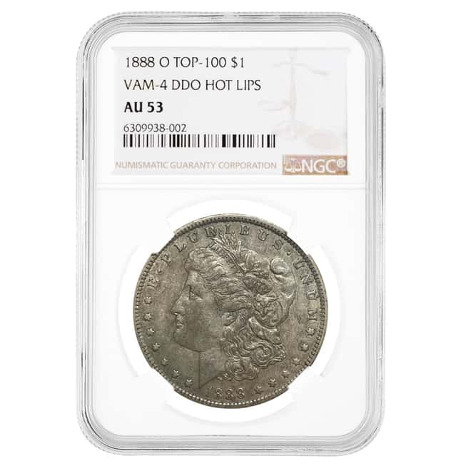 1888 O Morgan Silver Dollar $1 NGC AU 53 Hot Lips (Top 100 VAM)