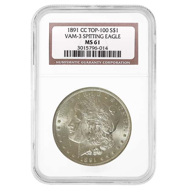 1891-CC Morgan Silver Dollar $1 NGC MS 61 Top 100 VAM-3 Spitting Eagle