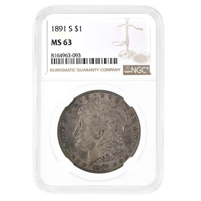 1891-S Morgan Silver Dollar $1 NGC MS 63