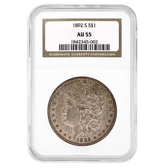 1892 S Morgan Silver Dollar $1 NGC AU 55
