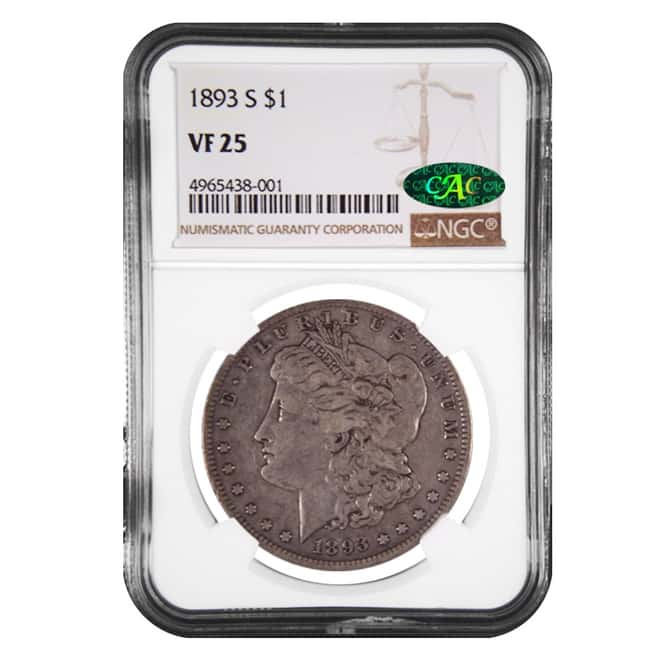 1893-S Silver Morgan Dollar NGC VF 25 CAC