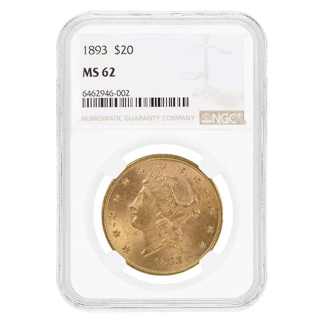 1893 $20 Liberty Head Double Eagle Gold Coin NGC MS 62