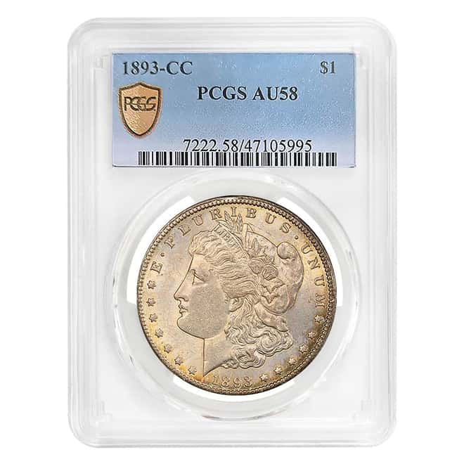 1893-CC Morgan Silver Dollar $1 PCGS AU 58