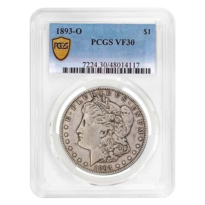 1893-O Morgan Silver Dollar $1 PCGS VF 30