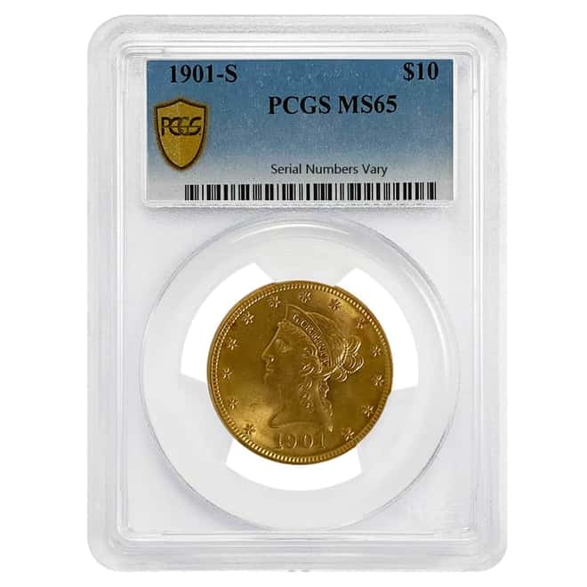 1901-S $10 Gold Liberty Head Eagle Coin PCGS MS 65