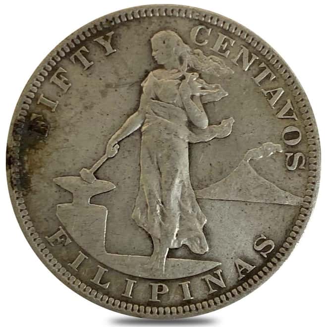 1903-1905 Philippines 50 Centavos 90% Silver Coin Circ (Random Year)