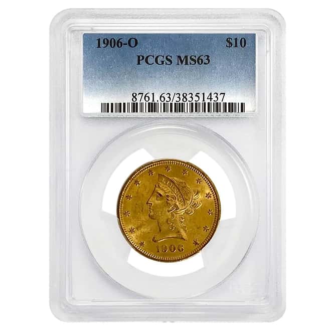 1906-O $10 Liberty Head Gold Eagle Coin PCGS MS 63