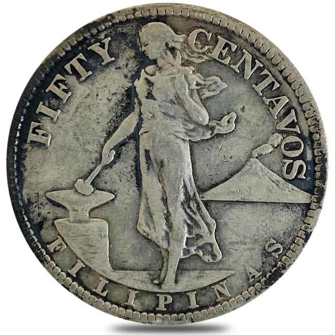 1907-1921 Philippines 50 Centavos 75% Silver Coin Circ (Random Year)