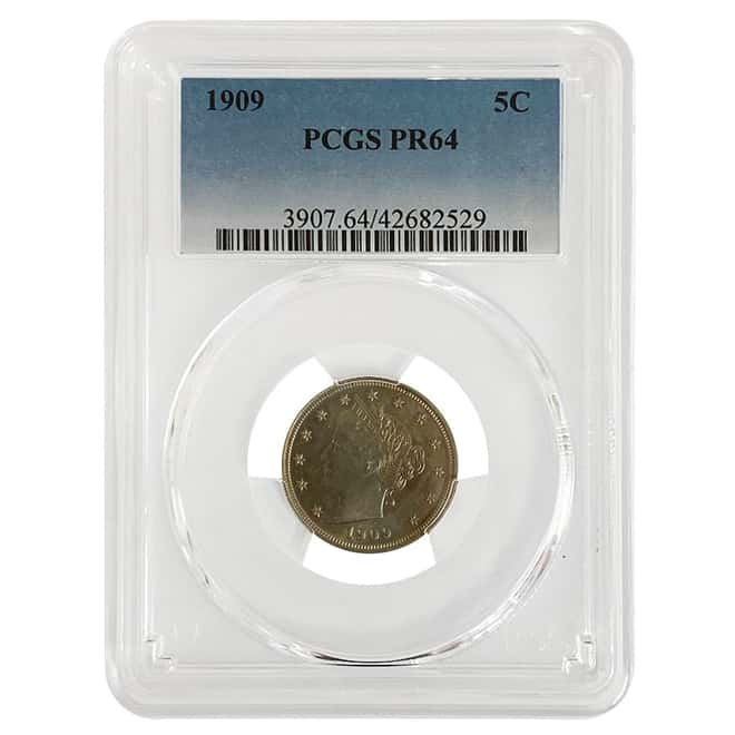 1909 Liberty Head Five Cents 5C Coin PCGS PF 64