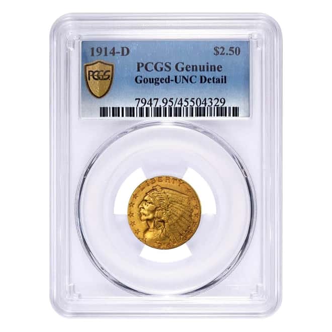 1914-D $2.5 Gold Quarter Eagle Indian Head PCGS UNC Detail