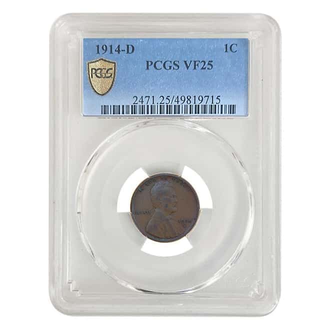 1914-D Lincoln Wheat Penny 1 Cent PCGS VF 25