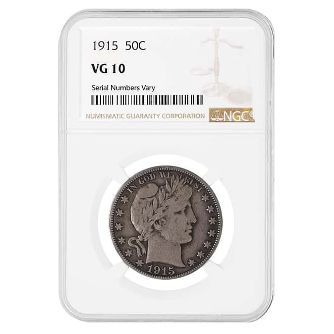 1915 Barber Half Dollar 50C 90% Silver NGC VG 10