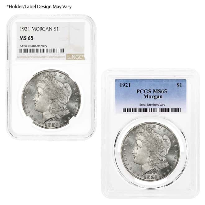 1921 Morgan Silver Dollar $1 NGC/PCGS MS 65