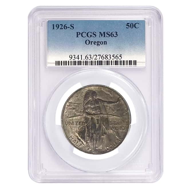1926-S Oregon Trail Half Dollar 90% Silver Commem PCGS MS 63