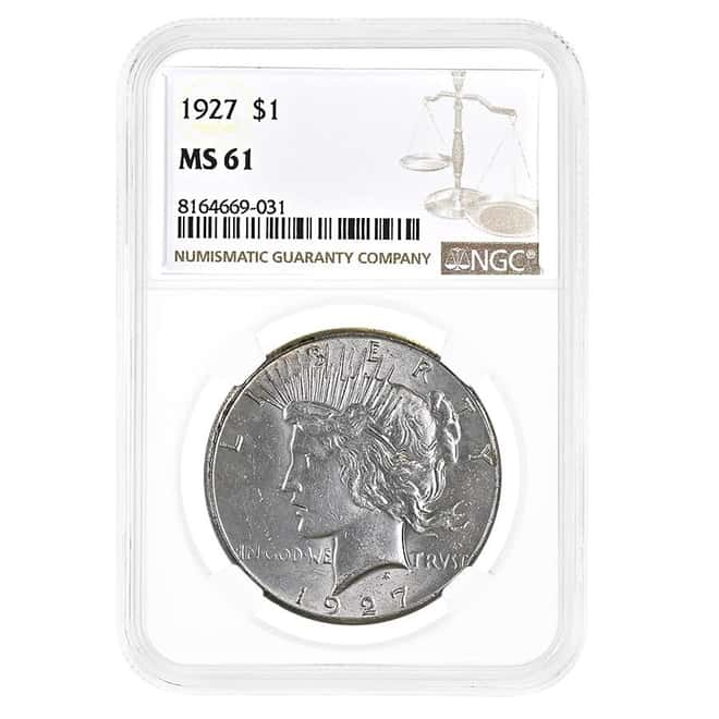 1927 Peace Silver Dollar $1 NGC MS 61
