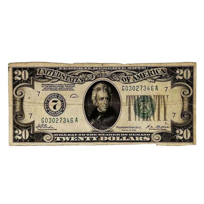 1928 $20 Federal Reserve Note United States Cull