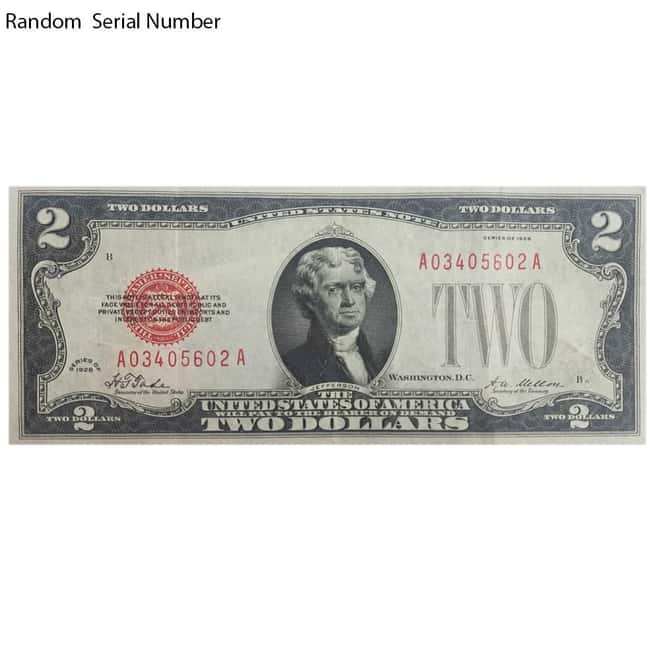 1928 $2 Bill Legal Tender Currency Note Red Seal AU/CU