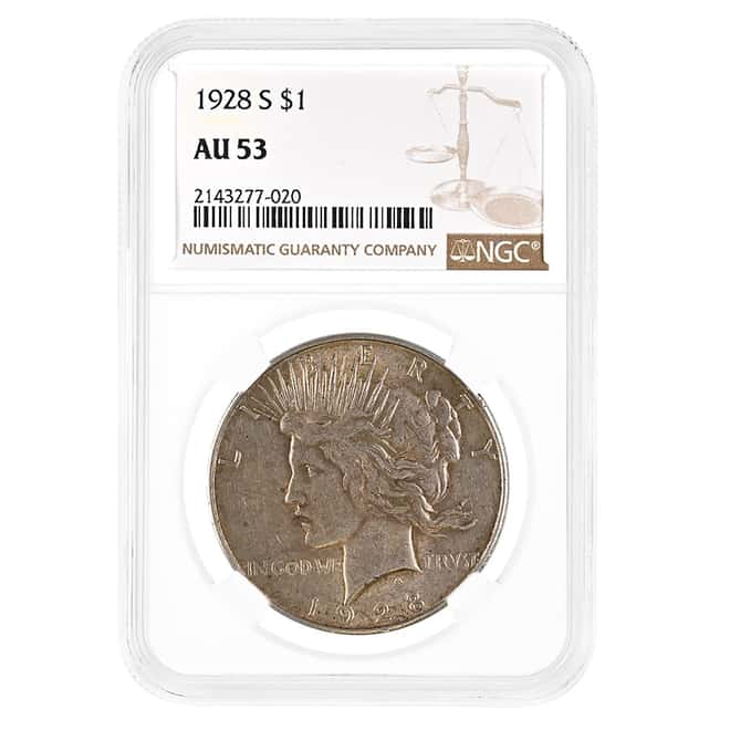 1928-S Peace Silver Dollar $1 NGC AU 53