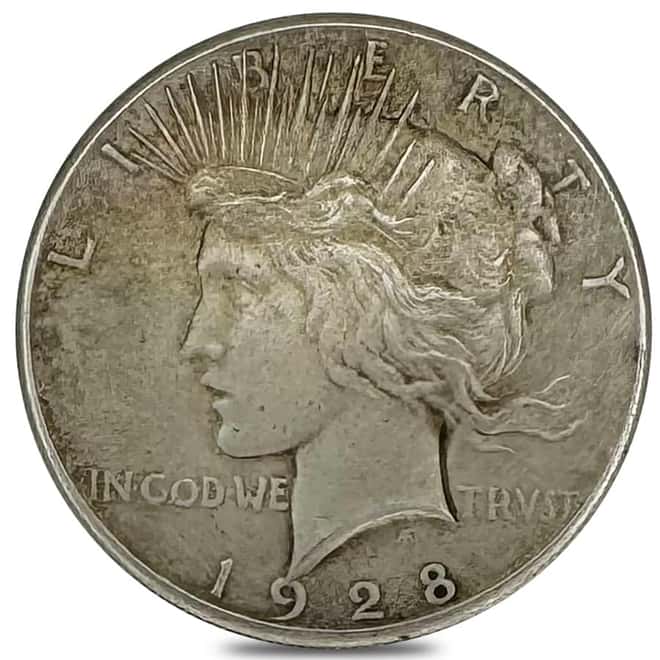 1928 Silver Peace Dollar XF-AU (Cleaned)