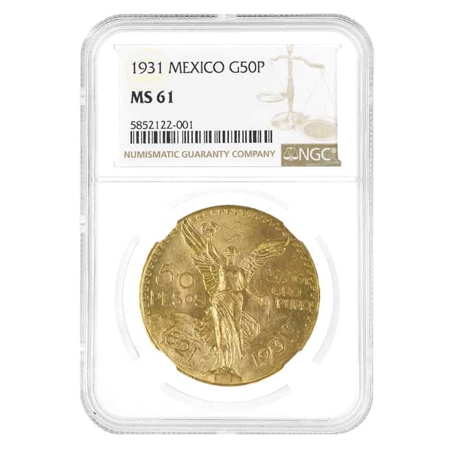1931 Mexico 50 Pesos Gold Coin NGC MS 61