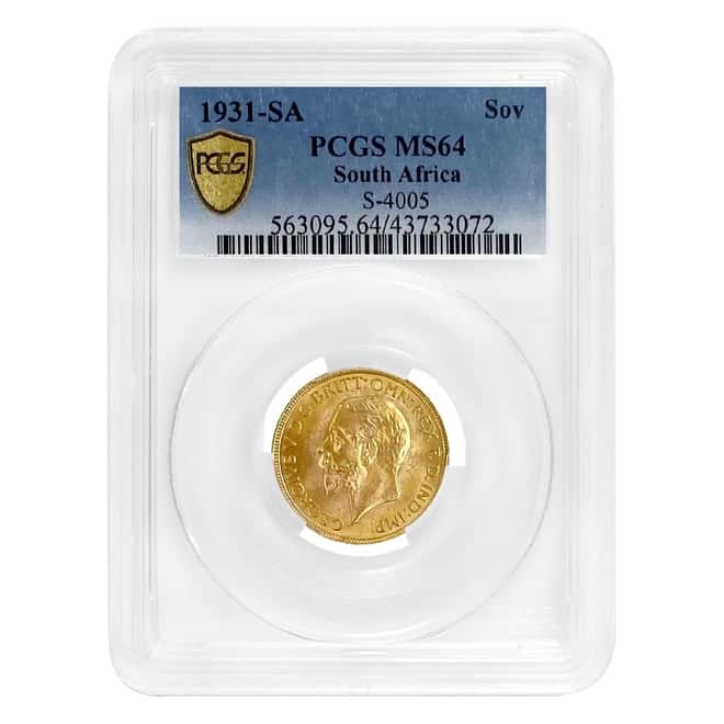 1931-SA South Africa Gold Sovereign George V Coin PCGS MS 64