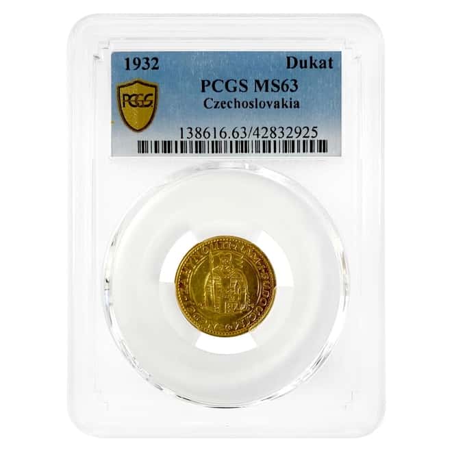 1932 Czechoslovakia 1 Dukat Gold Coin PCGS MS 63