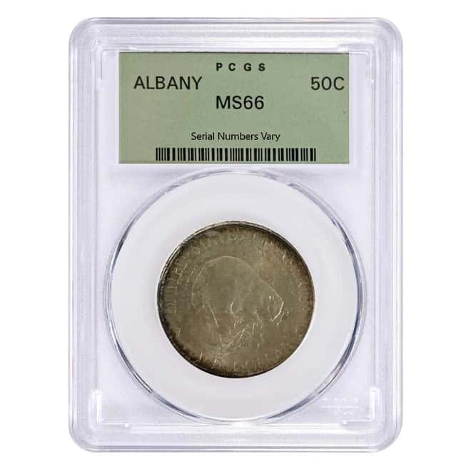 1936 Albany Half Dollar 90% Silver Commem PCGS MS 66 min
