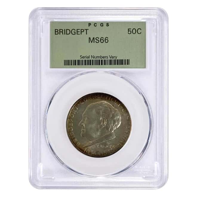 1936 Bridgeport Half Dollar 90% Silver Commem PCGS MS 66