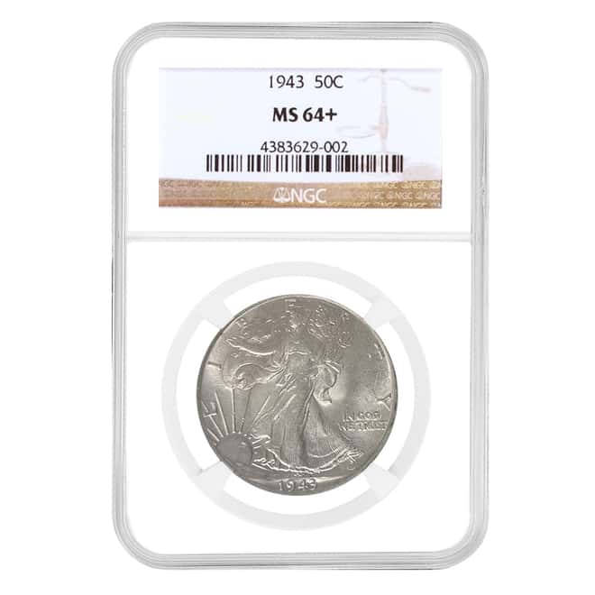 1943 Walking Liberty Silver Half Dollar 50C NGC MS 64+