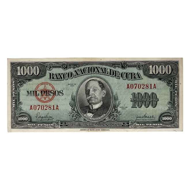 1950 1000 Pesos Tomas Estrada Palma American Bank Note Company Avg Circ
