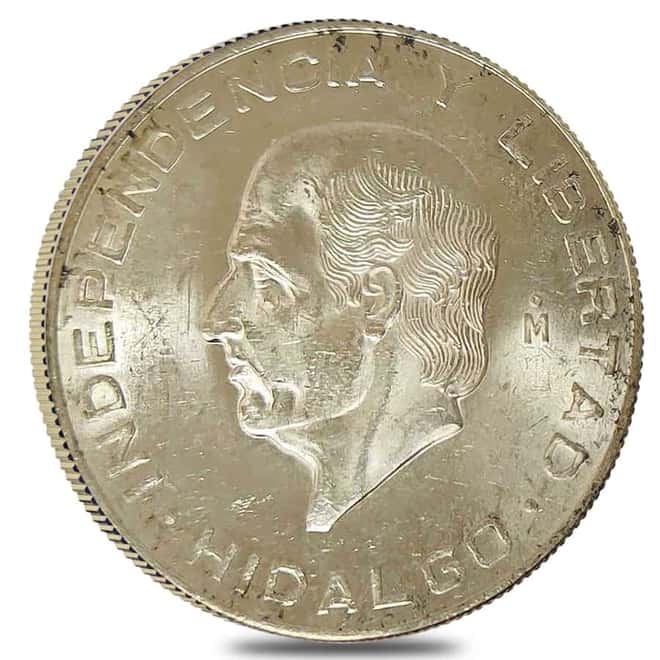 1955-1956 Mexico 10 Pesos Silver Coin Hidalgo AU/BU ASW 0.836 oz