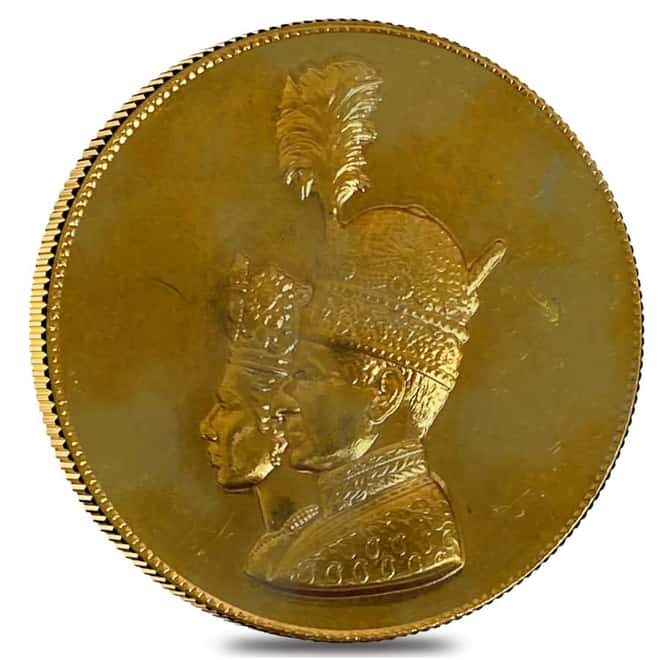 1967 (SH 1346) Mohammad Reza Pahlavi Coronation Gold Medal AGW 1.01 oz (Scruffy)
