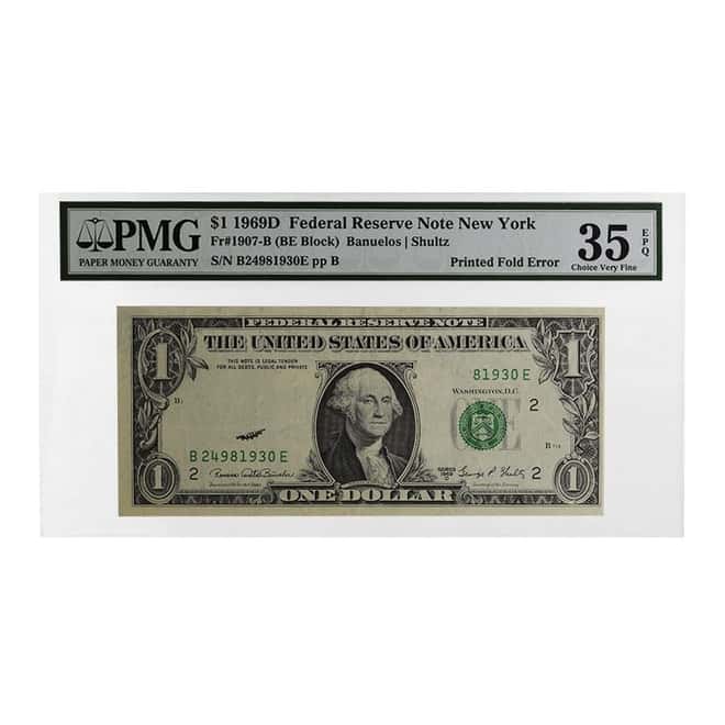 1969 D $1 Federal Reserve Currency Note New York PMG VF 35 EPQ