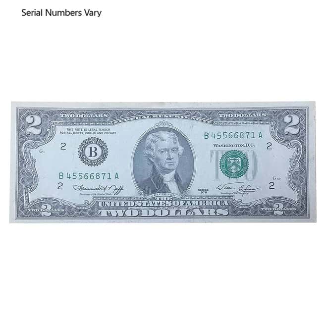 1976 $2 Federal Reserve Note Currency Note AU/CU