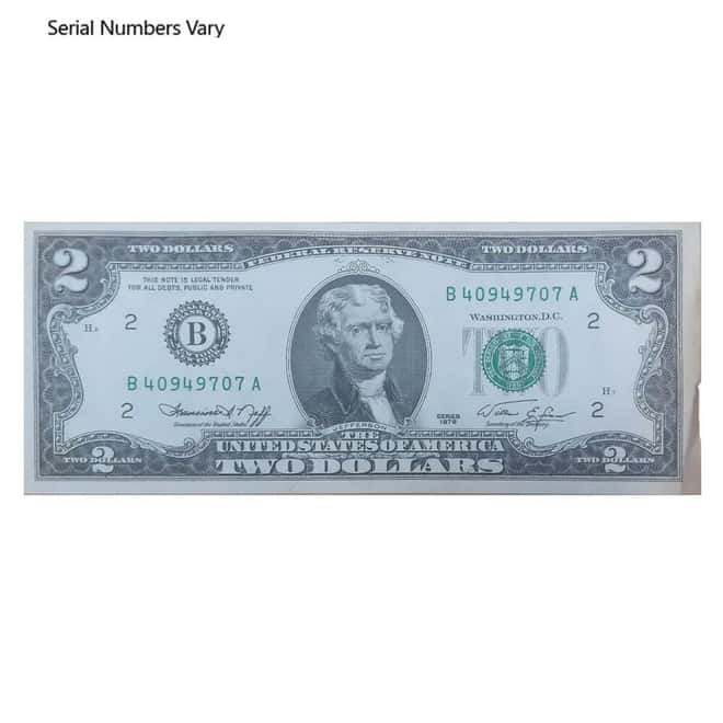 1976 $2 Federal Reserve Note Currency Note Avg Circ