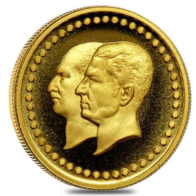 1976 (MS 2535) 2.5 gram Pahlavi Golden Jubilee 50th Anniv Proof Gold Medal