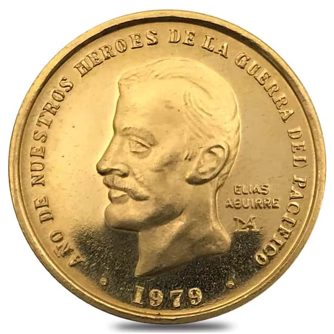 1979 1/2 oz Peru Elias Aguirre 50,000 Soles Gold Coin BU 