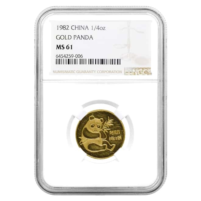 1982 1/4 oz Chinese Gold Panda NGC MS 61