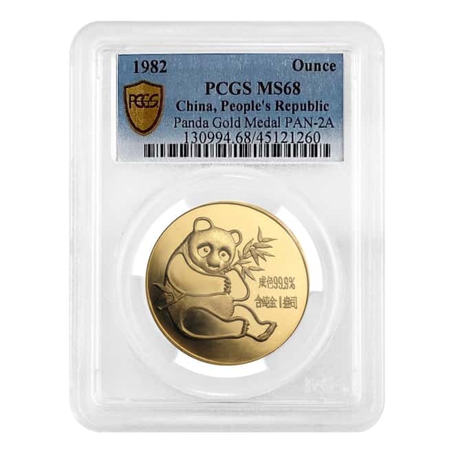 1982 1 oz Chinese Gold Panda PCGS MS 68