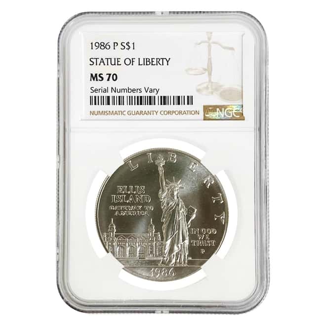 1986 P Statue of Liberty $1 Silver Dollar Commemorative NGC MS 70